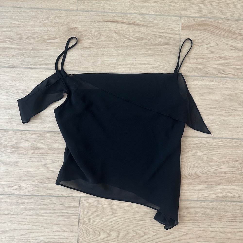 Motel Rocks Black Ruffle Top - Picture 3 of 5